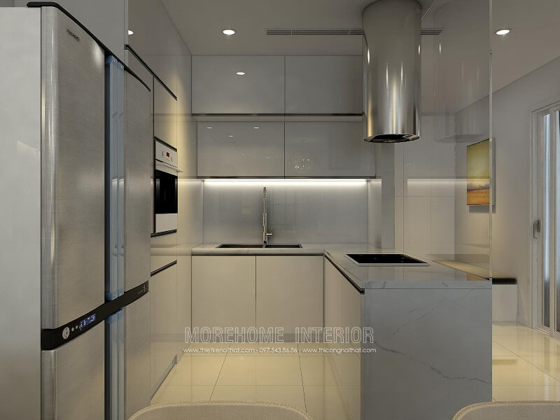 Thiết kế tủ bếp chung cư cao cấp Royal City phong cách hiện đại, trẻ trung Tủ bếp đẹp, tủ bếp đẹp hiện đại, tủ bếp An Cường, tủ bếp cao cấp
