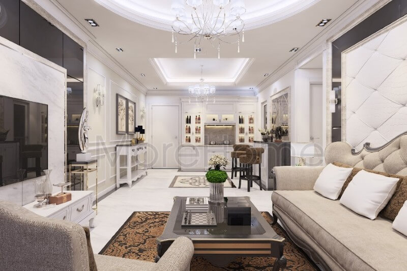 Mẫu thiết kế phòng khách chung cư đẹp là sự kết hợp hài hòa của nét đẹp hiện đại trẻ trung khỏe khoắn cộng với sự mềm mại sang trọng của phong cách nội thất cổ điển Ngắm nhìn các mẫu thiết kế phòng khách tân cổ điển tiện nghi