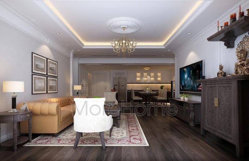 Mẫu thiết kế nội thất phòng khách chung cư cao cấp phong cách tân cổ điển Ngắm nhìn các mẫu thiết kế phòng khách tân cổ điển tiện nghi