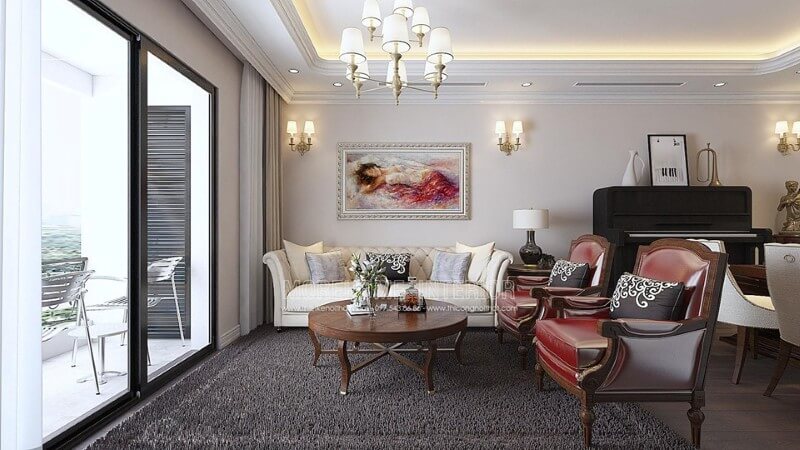 Thiết kế nội thất chung cư tân cổ điển sẽ được đẹp tinh tế từ đồ nội thất đến đồ trang trí Ngắm nhìn các mẫu thiết kế phòng khách tân cổ điển tiện nghi