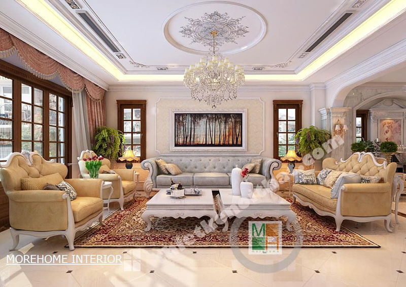 Thiết kế nội thất phòng khách sang trọng, cao cấp tại biệt thự Quảng Ninh Ngắm nhìn các mẫu thiết kế phòng khách tân cổ điển tiện nghi
