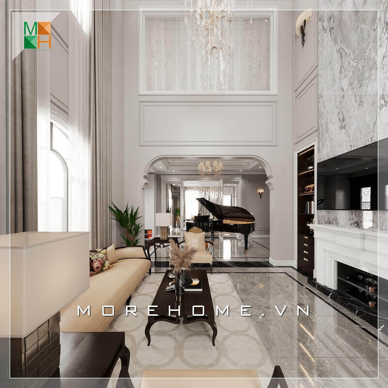 Mẫu thiết kế nội thất không gian phòng khách tân cổ điển sang trọng, cao cấp cho biệt thự, nhà phố, penthouse, chung cư cao cấp. Ngắm nhìn các mẫu thiết kế phòng khách tân cổ điển tiện nghi