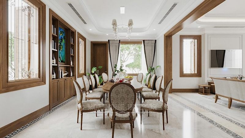 Mẫu thiết kế nội thất phòng ăn liền kề phòng khách - Không gian mở kết nối tình yêu thương